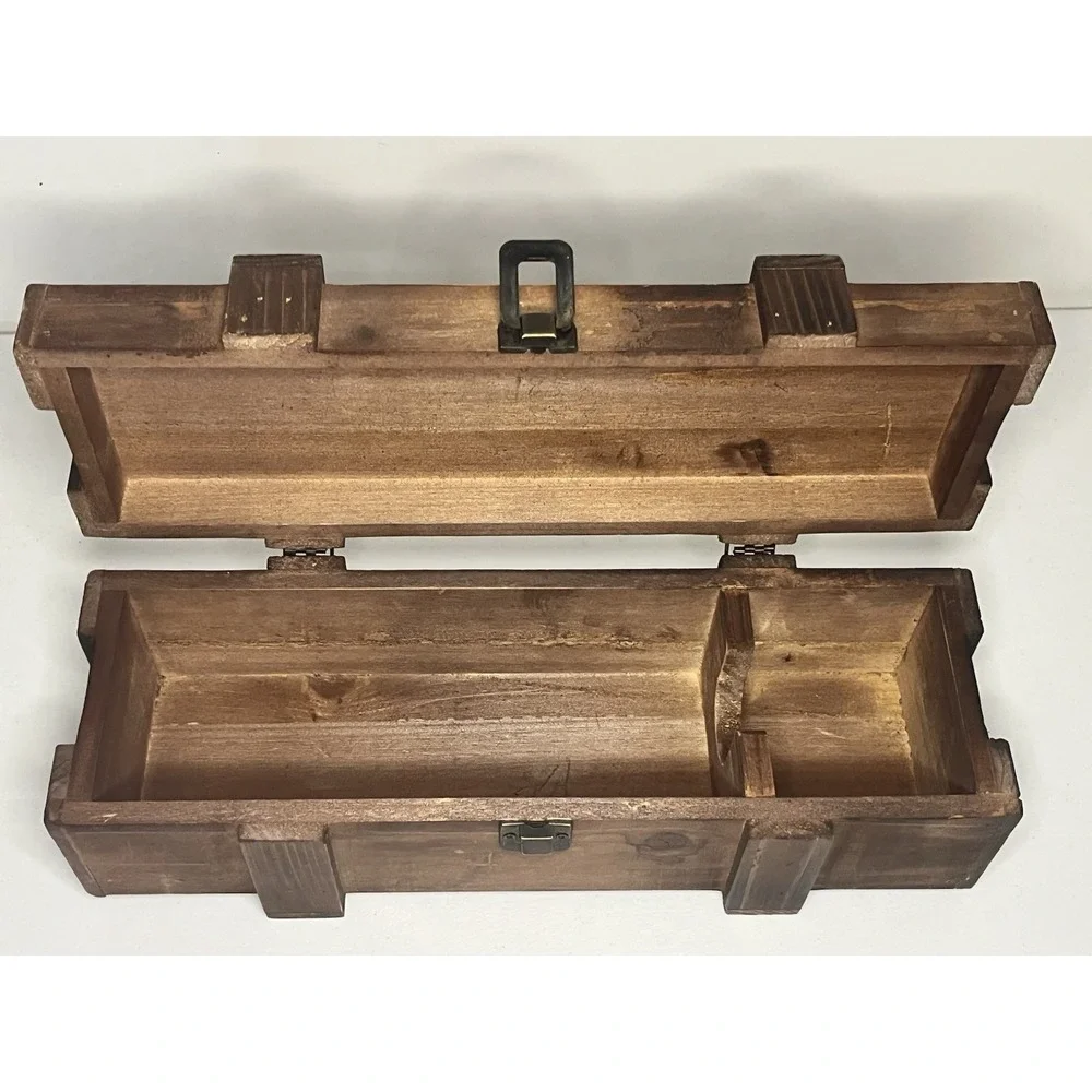 Mr And Mrs Wine Gift Box Wooden Rustic Wedding Favors 13 Inch X 3.5 Inch
